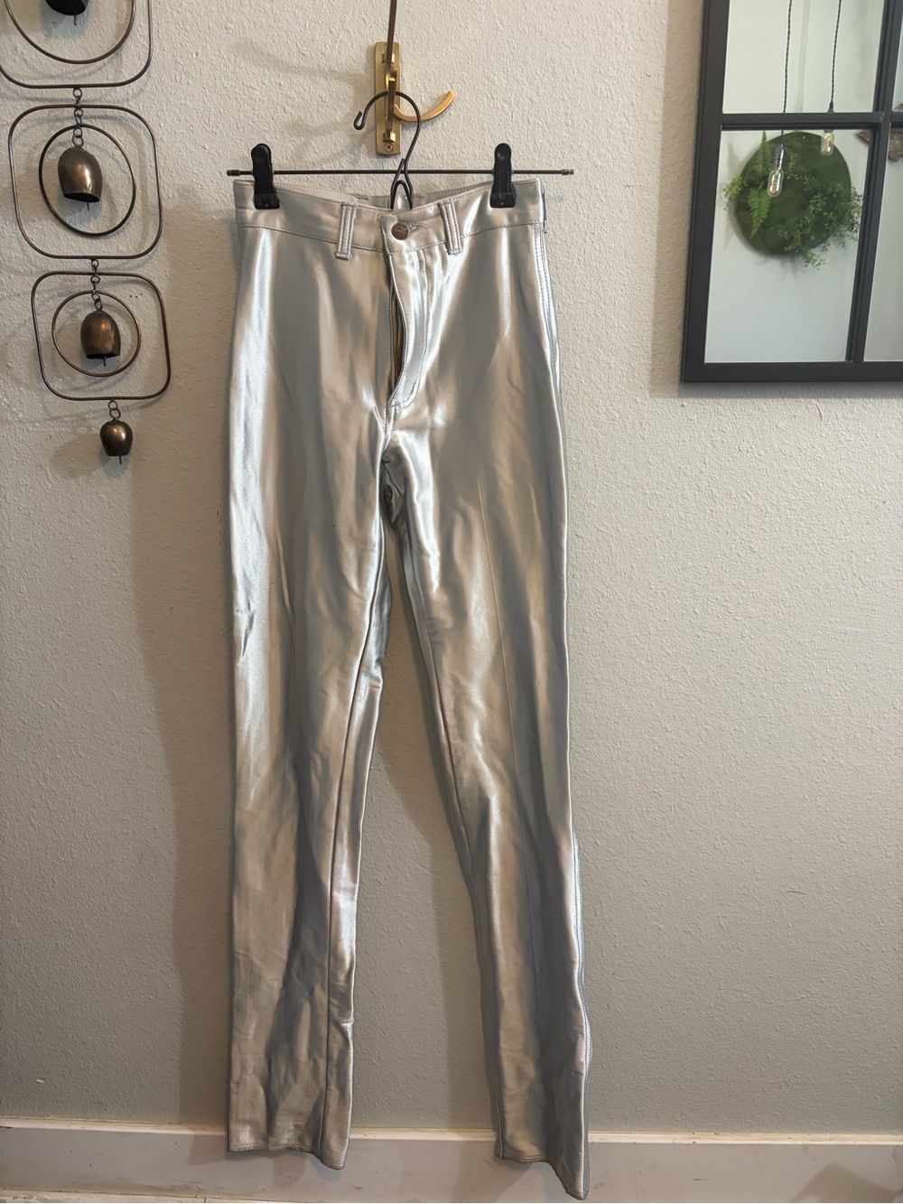 Silver 60s club wear Skinny Pants for Women